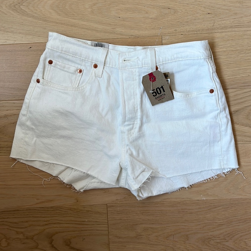 Levi’s 501 High Rise White Shorts